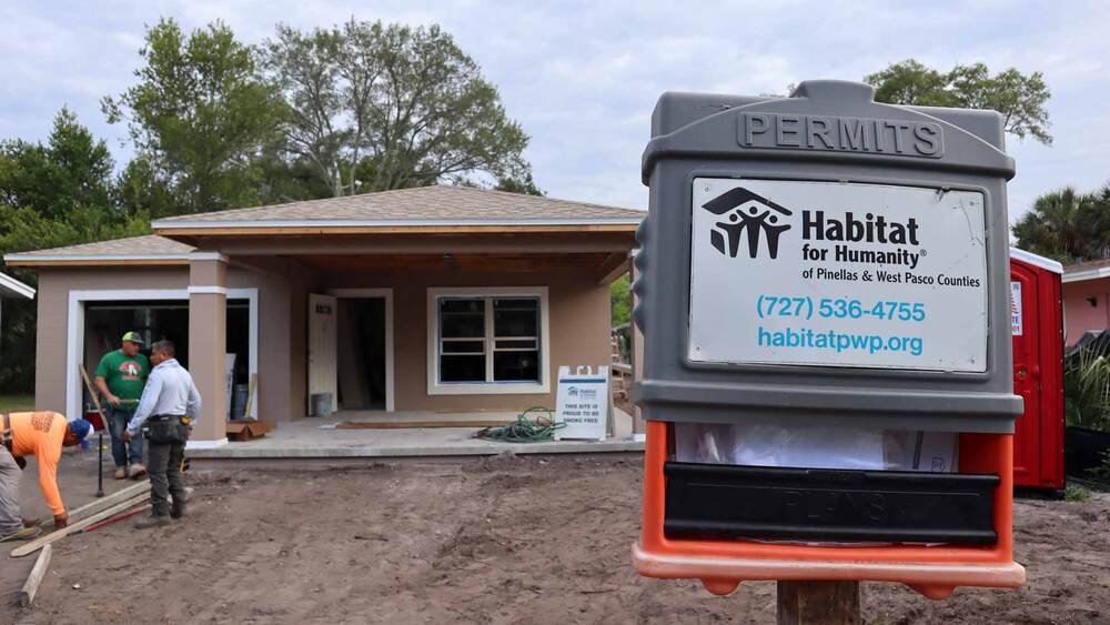 Habitat for Humanity house under construction in St. Petersburg, Florida.