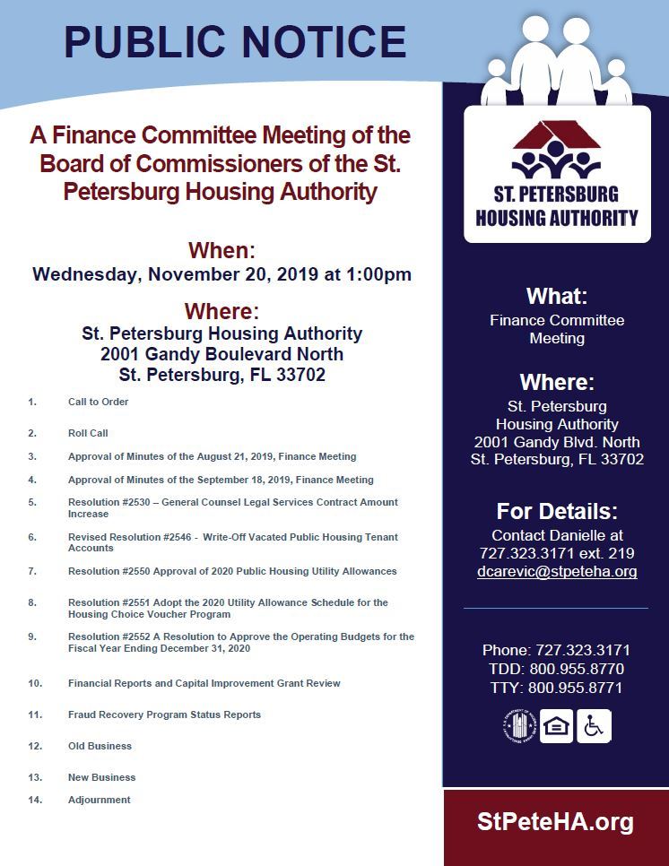 flyer for the 11/20 Finance Committee Meeting (all copy is also on this page as text)