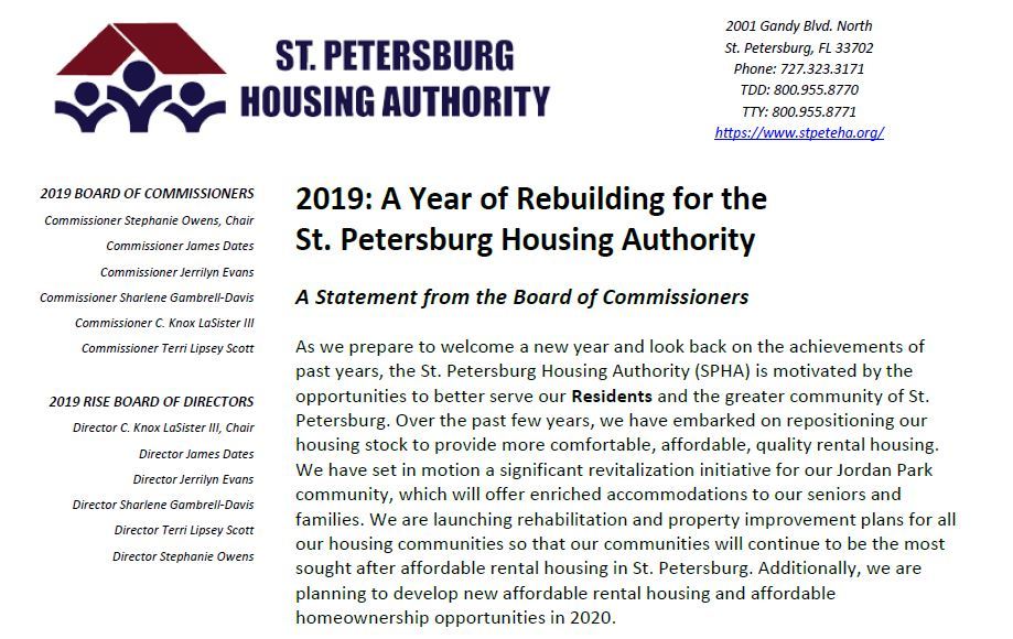 2019 a year of rebuilding, statement from board