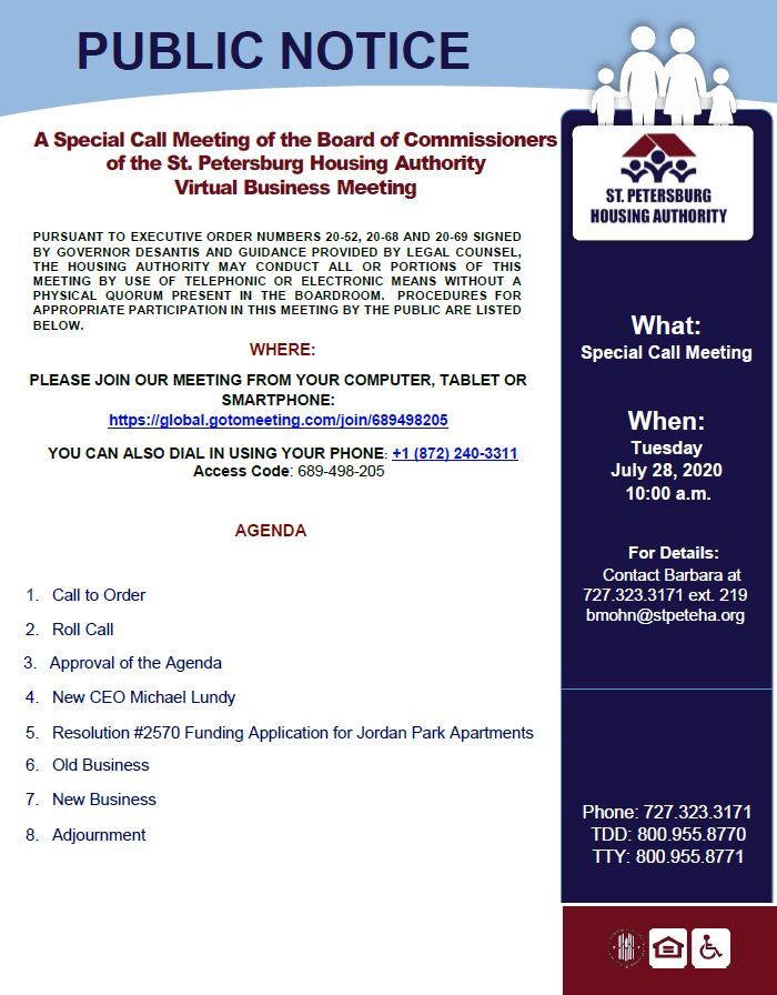 Flyer of 7/28 Special Call Board of Commissioners Meeting