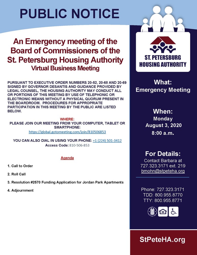 Emergency Meeting - Public Notice 8-3-20 all information listed above