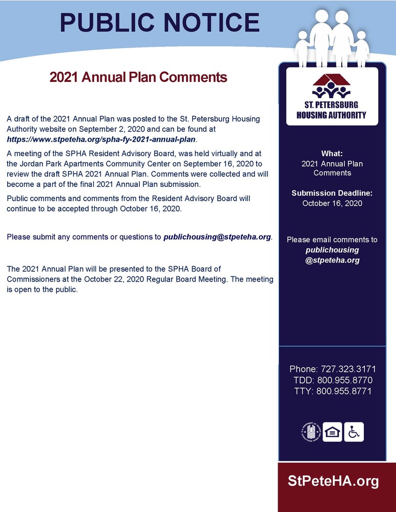 2021 Annual Plan Public RAB comments notice all info listed above