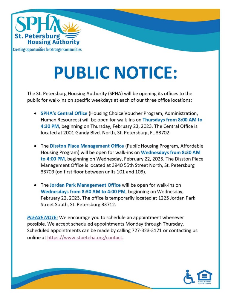 Public Notice - Walk-In Appointments 