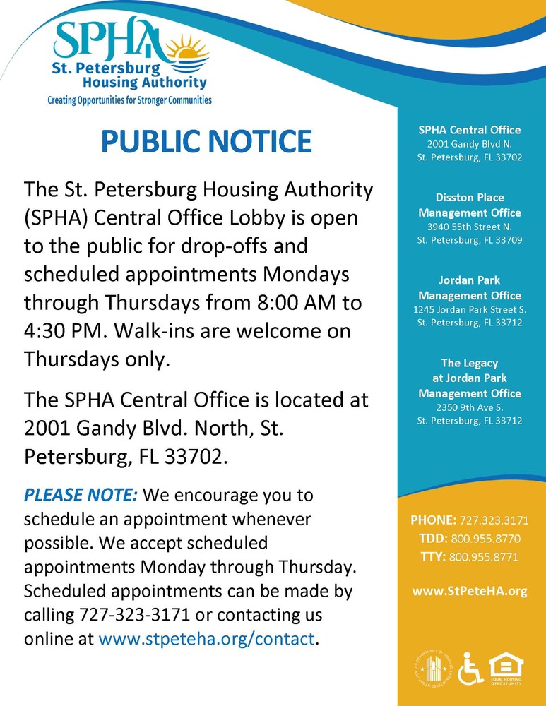 SPHA Public Notice - Central Office - Flyer