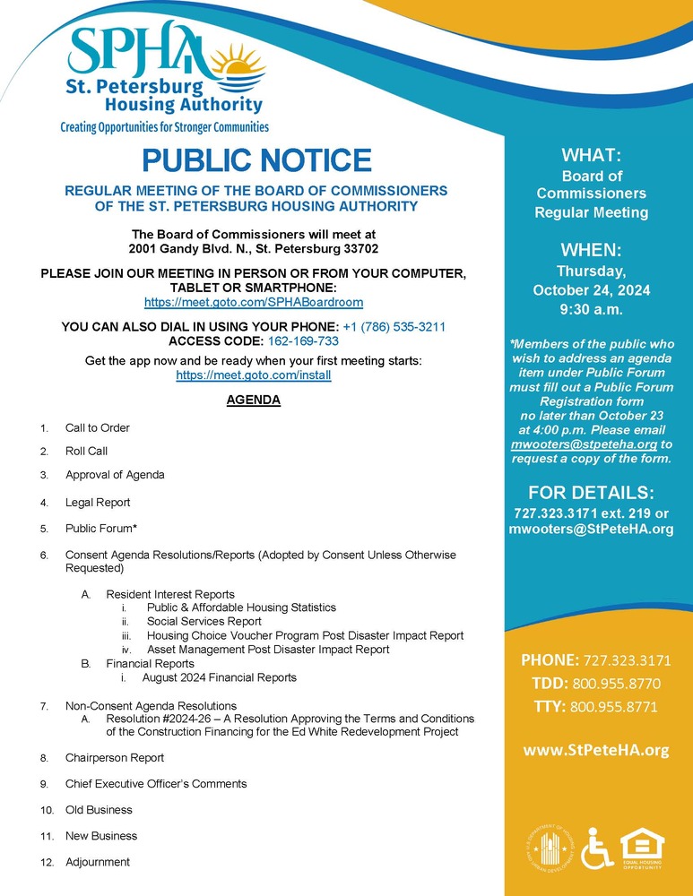 SPHA Board Mtg Public Notice 