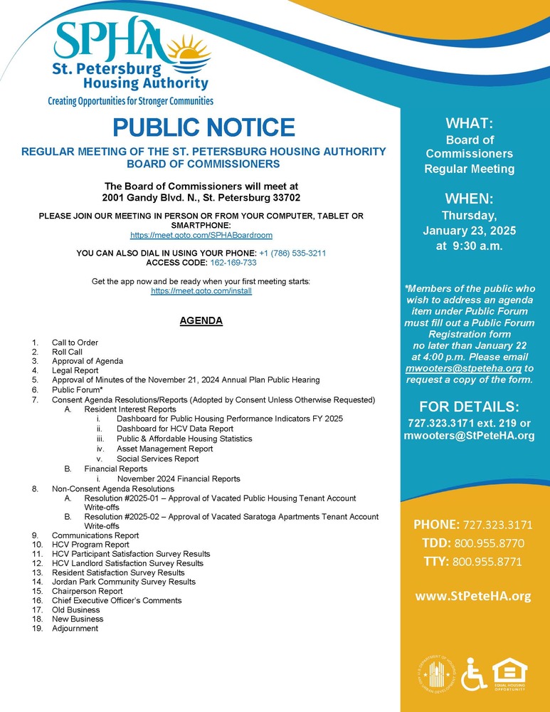 SPHA Board Mtg Public Notice