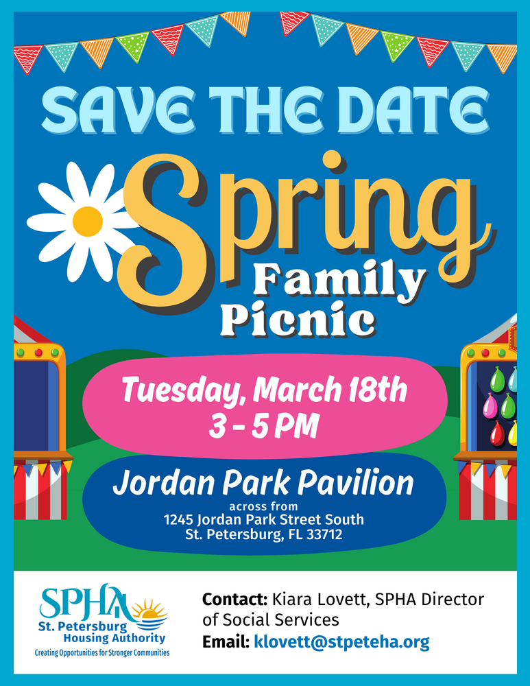 Save the Date - Spring Family Picnic - Jordan Park - March 18, 2025