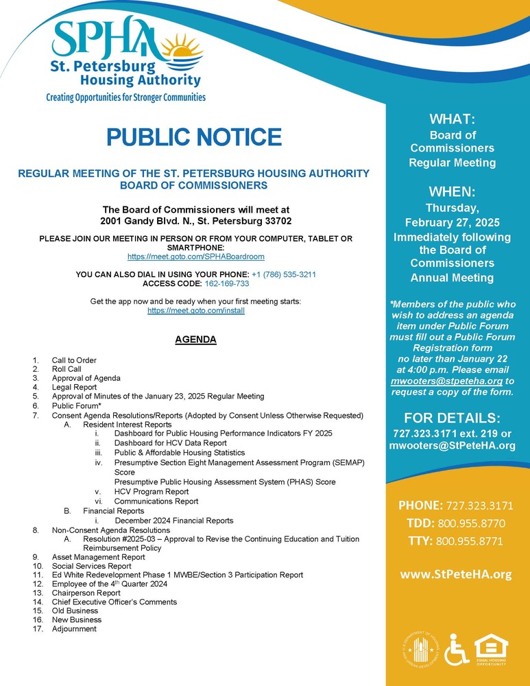 SPHA Board Mtg Public Notice