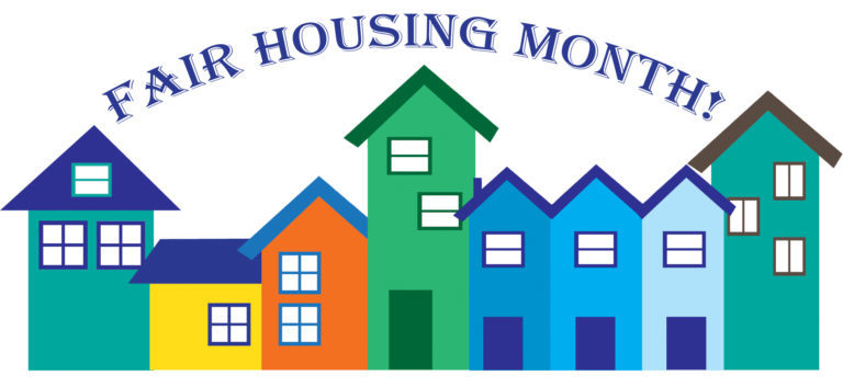 Fair Housing Month stylized houses in a row