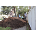 Pile of mulch in front of the Jordan Park Community Garden on August 8, 2024.