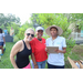 Three SPHA women team members at the Jordan Park Community Garden on August 8, 2024.